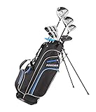Precise M3 Men's Complete Golf Clubs Package Set Includes Driver, Fairway, Hybrid, 6-PW, Putter, Stand Bag, 3 H/C's - Right Handed - Regular or Tall Size (Blue - Petite Size -1", Right Handed)